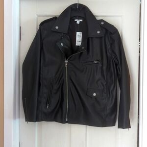 NWT Faux-Leather Moto Jacket by Bar III, Sizes OX and 3X